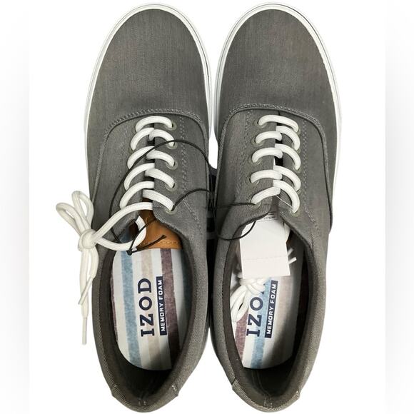 IZOD Men's Canvas Memory Foam Sneakers Grey Size 10.5 NIB - Picture 5 of 16